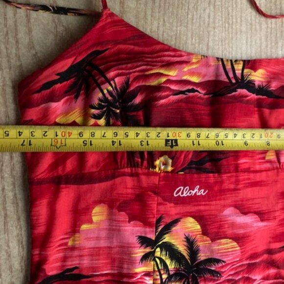 ROYAL CREATIONS MADE IN HAWAII LONG MUU MU'U MAXI ALOHA HAWAIIAN DRESS RED SUN M - Picture 14 of 16